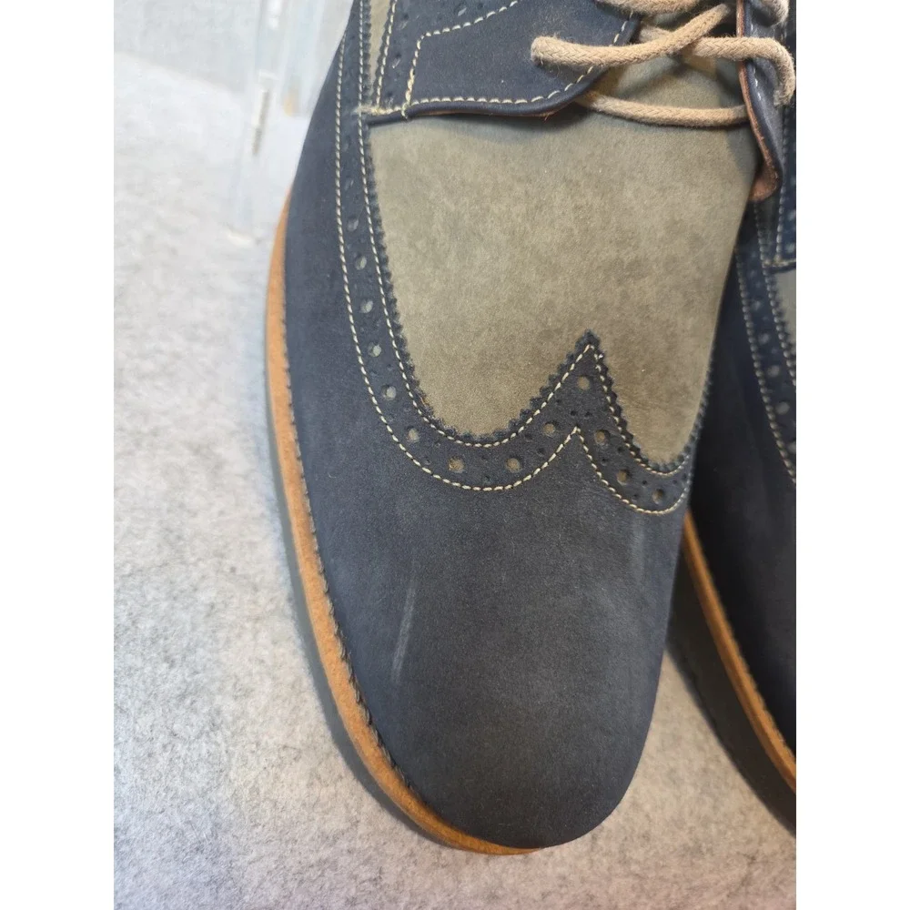 GH Bass Freddy Leather Upper Wingtip Dress Shoes Mens 13M Blue Multi Preppy Work